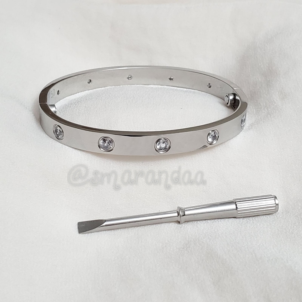 Screw bangle screwdriver bracelet 18k gold plated Zirconia stones